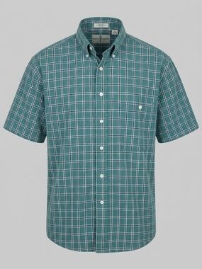 Vintage River Trader Short Sleeve Plaid Button-Down Shirt Size Large